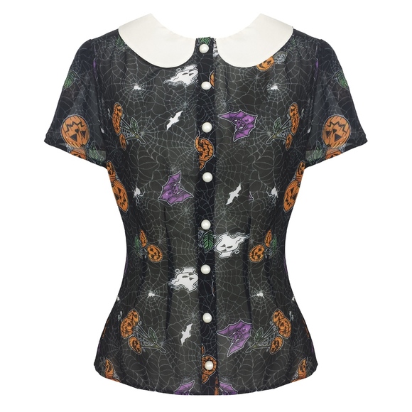 Hell Bunny Harlow Blouse Halloween Extra Small - Picture 1 of 2